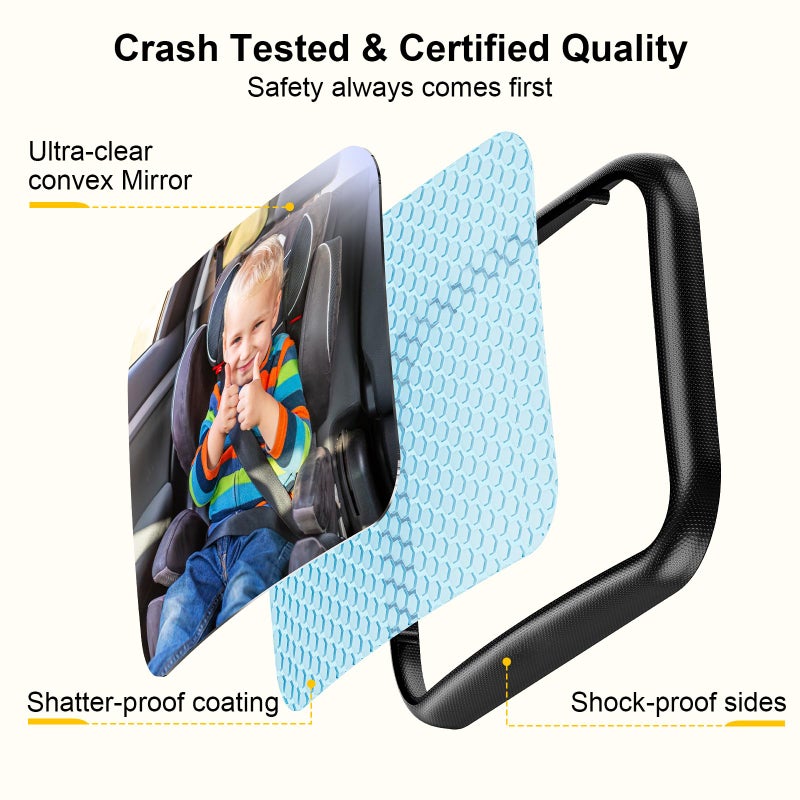 TAZENI Baby Car Mirror for Baby Hook Clip Design Shake Baby Mirror for Car Seat Mirror Rear Facing Never Shake Easy Install Back Seat Mirror for Baby Crystal Clear View ShatterProof Crash Tested - Image 5